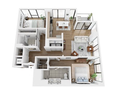 a234 floor plan  1 bedroom with 2 baths  1192 square feet